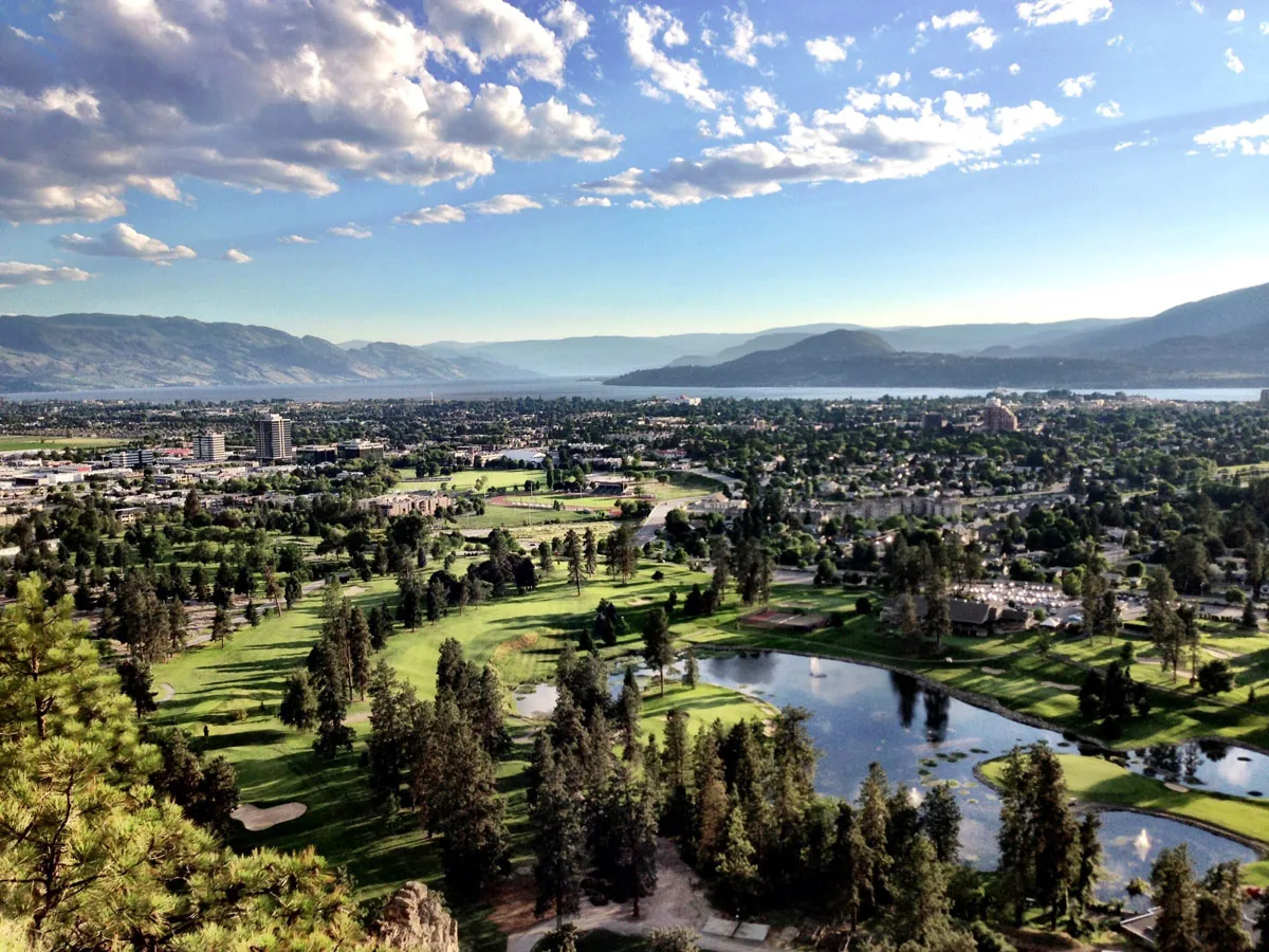 Aerial view over the Kelowna valley