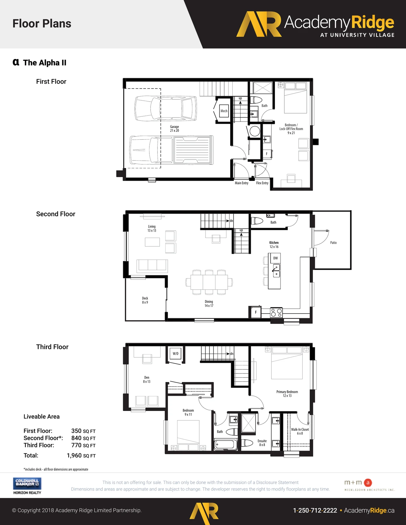 Alpha floor plan drawing showing all levels and liveable areas