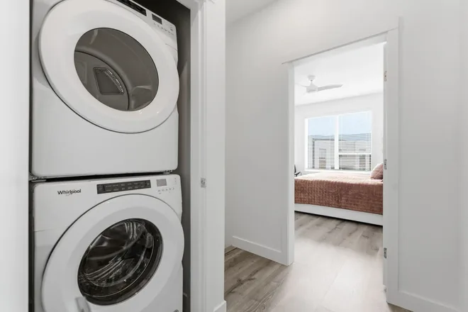 Stacked laundry in the Beta show home