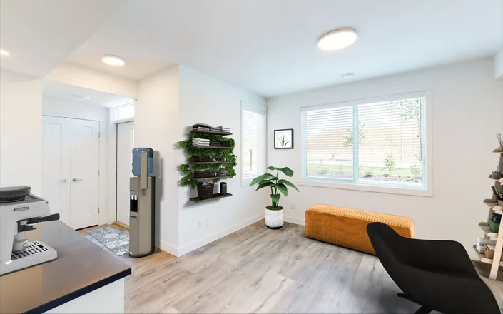 A lock-off flex room, furnished